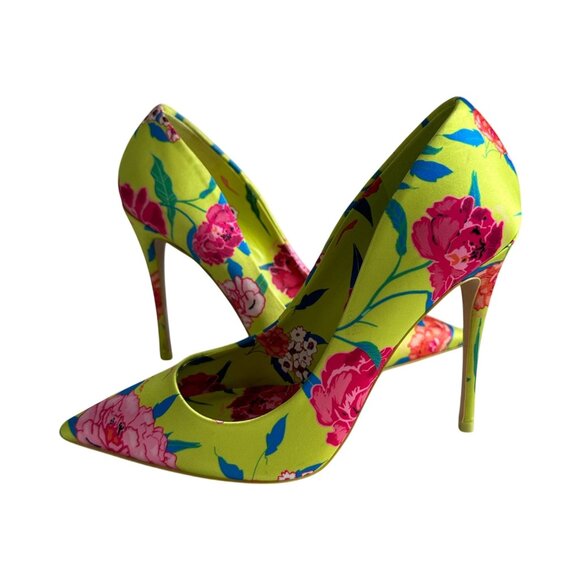 ALDO Flower Power Floral Rose Print Fabric Heels Size US 7 - Picture 1 of 9